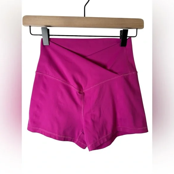 CRZ Yoga Butterluxe High Waisted Crossover Shorts Pink Women’s Size Small (4/6) - Picture 3 of 8
